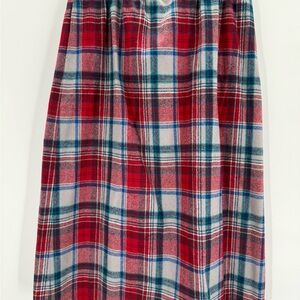 Vintage Pendleton Red Plaid Wool Midi Skirt | Made in USA | Classic Tartan